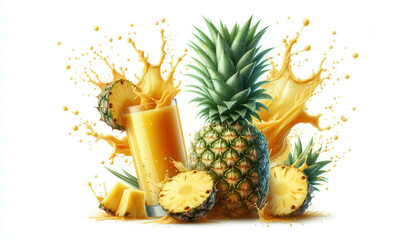 Wall Mural - Pineapple Fruit Splash