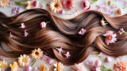 Canvas Print - Hair Care Cosmetic and Floral Elements for Healthy and Beautiful Hair