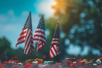 Independence patriotism and national holidays American Flag Day at the park