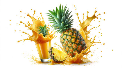 Wall Mural - Pineapple Fruit Splash