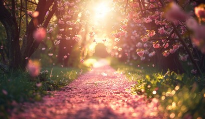Sticker - beautiful cherry blossoms in spring season, scenic view, peaceful atmosphere, aesthetic