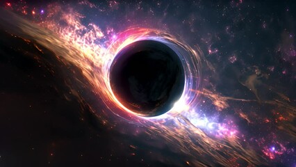 Wall Mural - Black hole in outer space with colorful surrounding nebula.