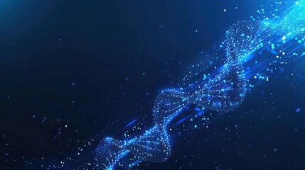 Wall Mural - abstract dna helix structure on futuristic blue background genetic science and biotechnology concept