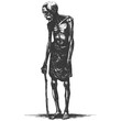 © NikahGeh - native African tribe elderly man with engraving style black color only
