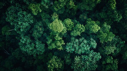 An aerial perspective reveals lush green trees thriving within a forest. Taken by a drone, the dense canopy both captivates the eye and enables it to absorb tremendous amounts of light.