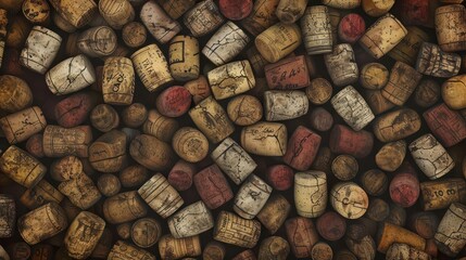 assorted vintage wine corks background aged earthy tones and textures digital abstract background
