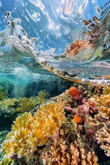 Wall Mural - Underwater Coral Reef with Sunbeams