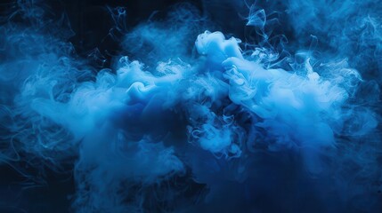 Wall Mural - blue smoke explosion with paint brush strokes japanesestyle abstract background