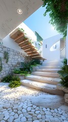 Staircase in a modern house with natural light