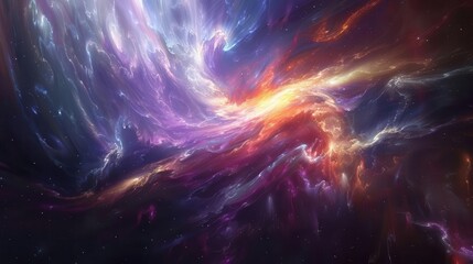 Wall Mural - cosmic nebula with glowing stars and swirling galaxies in deep space vibrant colors on dark backgrou