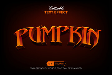 Wall Mural - Pumpkin Text Effect Gradient Horror Style. Editable Text Effect.