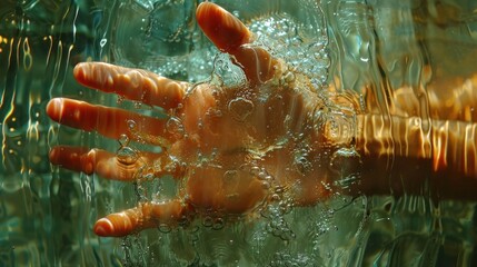 Hand Reaching Through Water