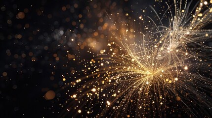 dazzling gold and silver fireworks exploding in night sky abstract background space for text digital art