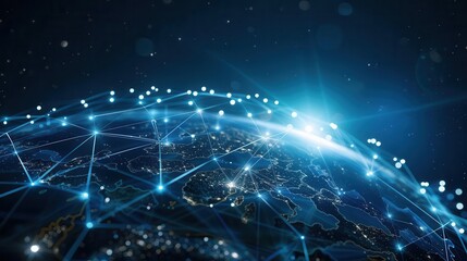 digital globe network connectivity concept glowing data transfer on earth cyber technology illustrat