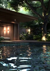 Wall Mural - Tropical Modern Home with Swimming Pool