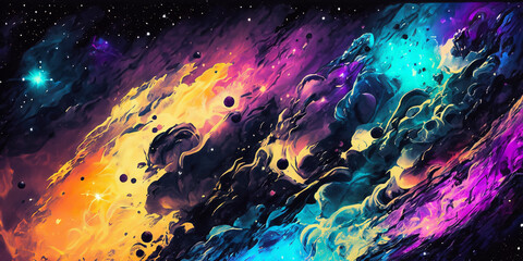 Wall Mural - Abstract cosmic art with achromatic colors depicting outer space