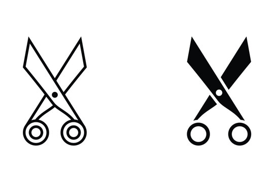 Scissors silhouette and line vector white background