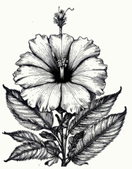 Wall Mural - Black and White Flower Illustration