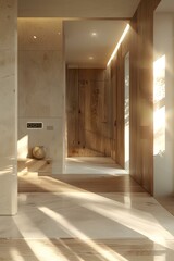 Wall Mural - Bright hallway with sunlight shining through the window