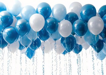 Canvas Print - Blue And White Balloons Floating In The Air