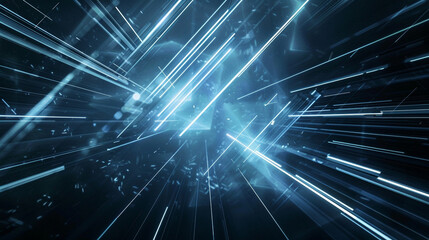 Wall Mural - sky blue, black and white glowing abstract geometric lines. powerpoint and business background.