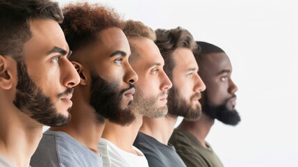 Wall Mural - An inclusive stock photo celebrating the diversity and strength of men, each representing the unique essence of man power. isolated white background