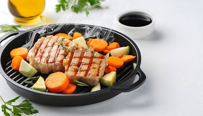 Poster - grilled meat with vegetables