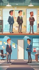 Wall Mural - Businessman at the office cartoon Illustration