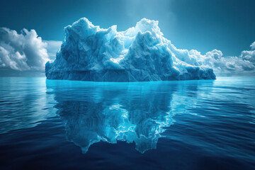 Wall Mural - Majestic iceberg floating in tranquil ocean under sunlight