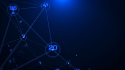 Aufkleber - Technology digital stream line structure cyber data network connection concept illustration blue background.