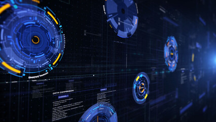 Leinwandbilder - Technology digital cyberspace data network connection perspective view illustration background