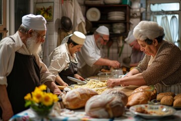 preparation for Passover - people cleaning and rearranging their homes in observance of holiday, symbolizing the tradition of removing chametz  leavened bread