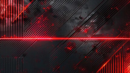 Wall Mural - Modern red rectangular carbon fiber with red luminous lines and highlights background. AI generated