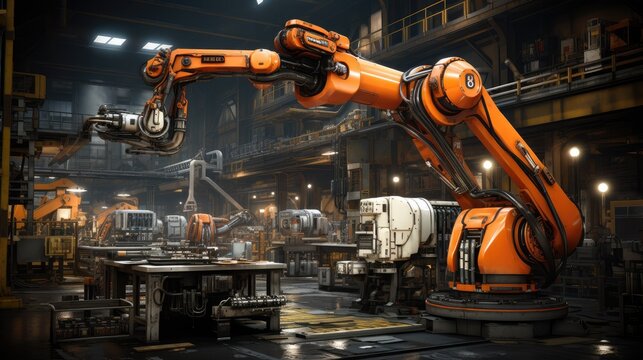 Industrial warehouse with advanced robotic machinery