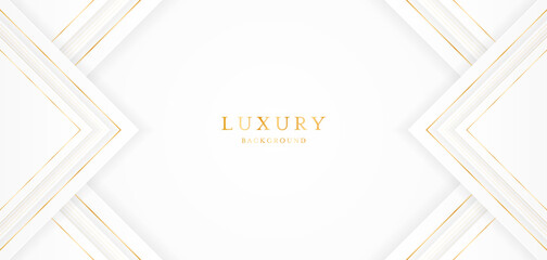Aufkleber - White background with elegant golden lines, use for template or cover. Elegant premium white background. vector illustration	