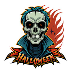 Wall Mural -  Happy Halloween! Halloween with Skull for T-shirt Design. Spooky Halloween Illustration. 