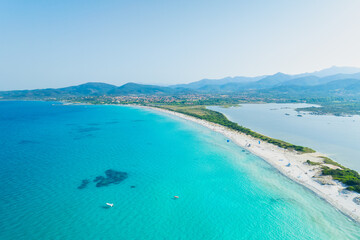 Wall Mural - aerial view on beach and mountains. vacation and adventure. italy, mediterranean sea. top view from 