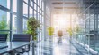 © kitidach - Energyefficient glazing in a contemporary office, reducing energy consumption, front view, highlighting advanced window technology, advanced tone, vivid