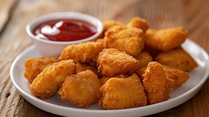 Poster - Golden chicken nuggets with ketchup sauce