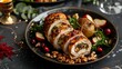 © Nijat - Pork Loin Roll Stuffed with Chicken Breast, Apples, Cranberries, Walnuts and Herbs