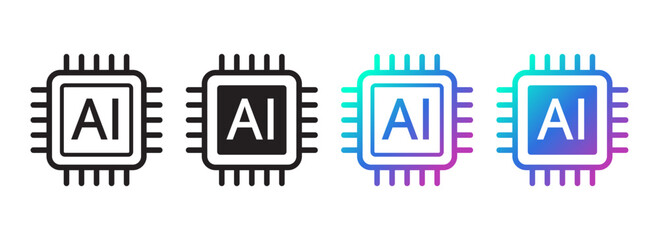 Fototapete - AI Chipset icon. Artificial intelligence technology concept design, Machine learning and generated by chip, Vector illustration for web, UX and UI.
