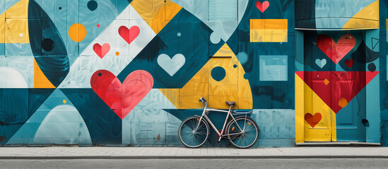Wall Mural - Heart Abstract Pattern contemporary colors on wall