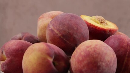 Wall Mural - peaches close up on plate roation food