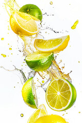 Wall Mural - Citrus slices isolated on white background. Vitamin C. Healthy fruit. Food concept.