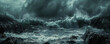 © wolfhound911 - Halloween background with dark, stormy ocean waves crashing against jagged rocks.