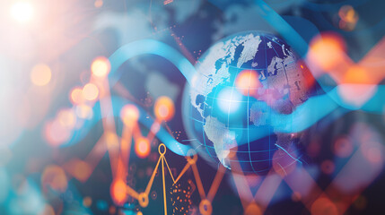 Global supply chain network with interconnected shipping routes and distribution hub