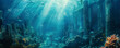 © wolfhound911 - Underwater background with mysterious underwater ruins and abundant sea life.