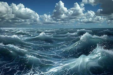Wall Mural - A quantum ocean with waves made of superposed states
