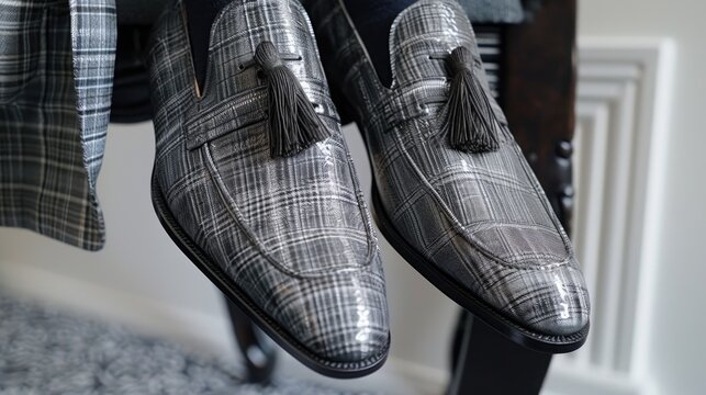 Men s formal wear featuring gray tassel shoes