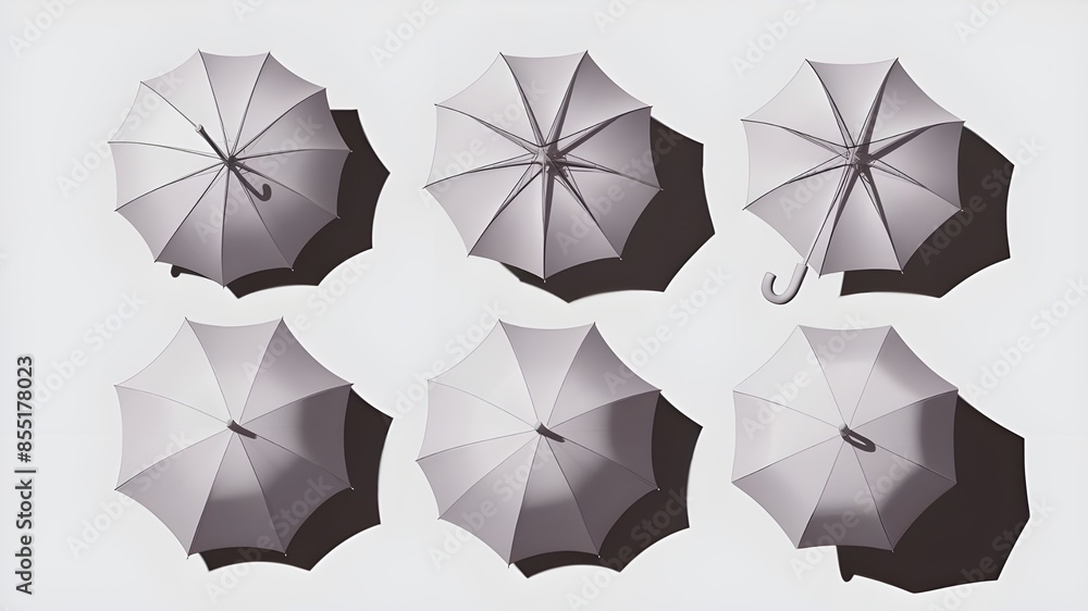 3D Realistic Vector Set of White Blank Umbrellas Stock Illustration ...
